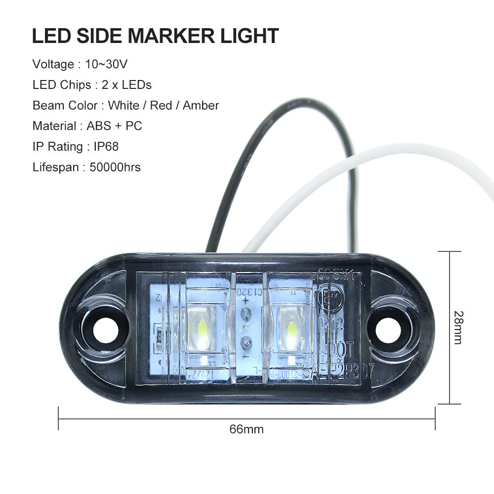 Wide Voltage 2LED Piranha Side Truck Side Indicator
