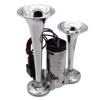 Car And Motorcycle Modified 12V/24V Double Pipe Conjoined Electric Horn With Air Pump